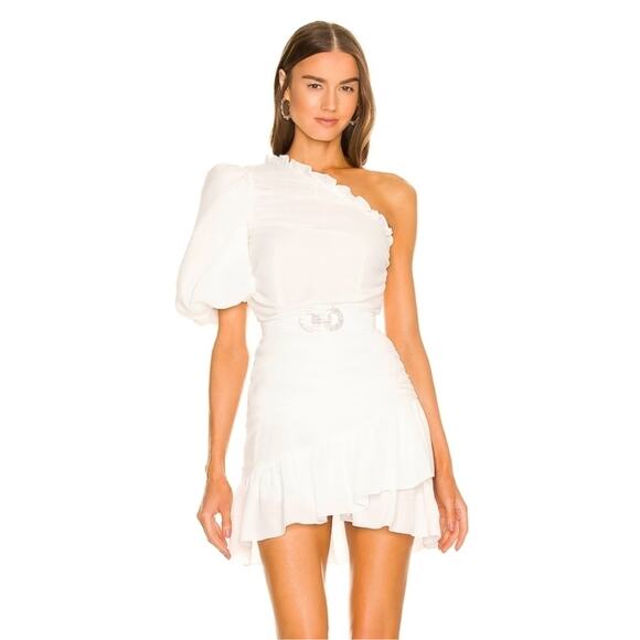 Mergim Magda Bridal One Shoulder Dress White Size 2 US Size Medium *No Belt* NWT - Picture 1 of 12